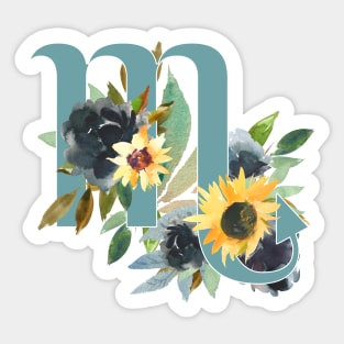 Scorpio Horoscope Zodiac Blue Sunflower Design Sticker